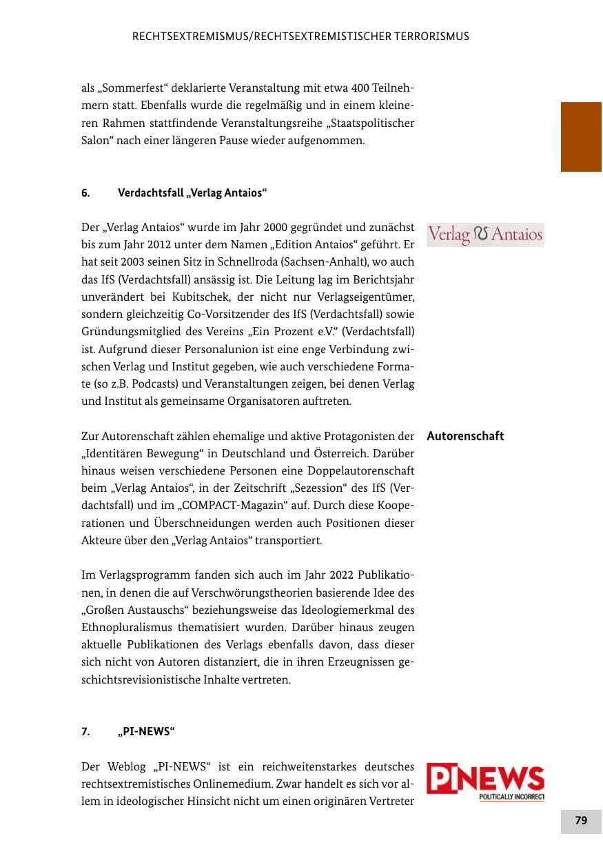 Seite 79 des Verfassungsschutzbericht 2022 Bund