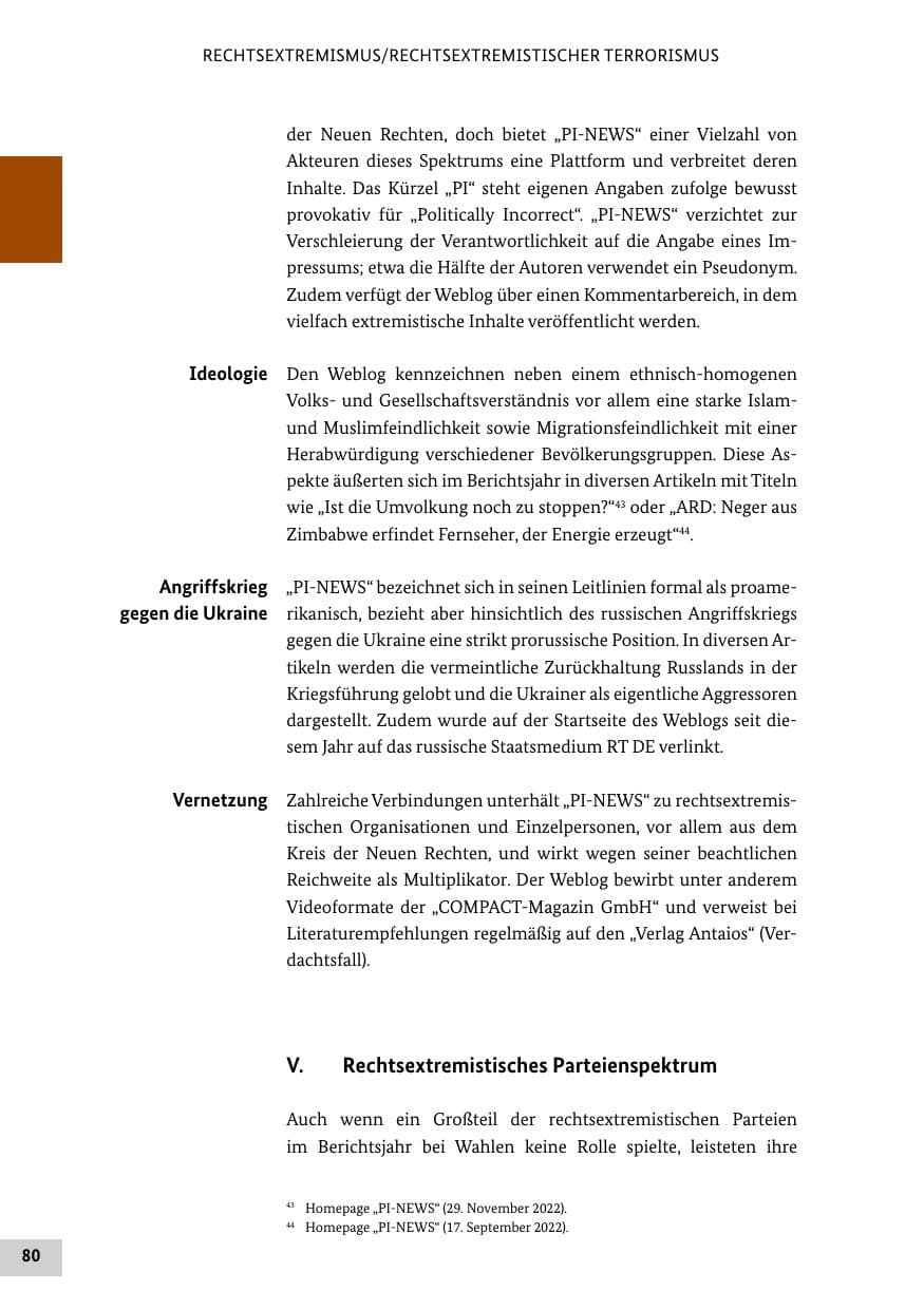 Seite 80 des Verfassungsschutzbericht 2022 Bund
