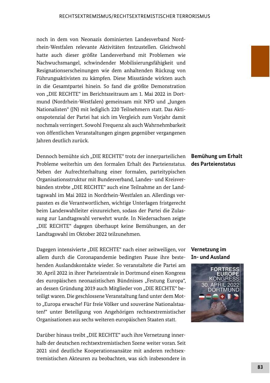 Seite 83 des Verfassungsschutzbericht 2022 Bund