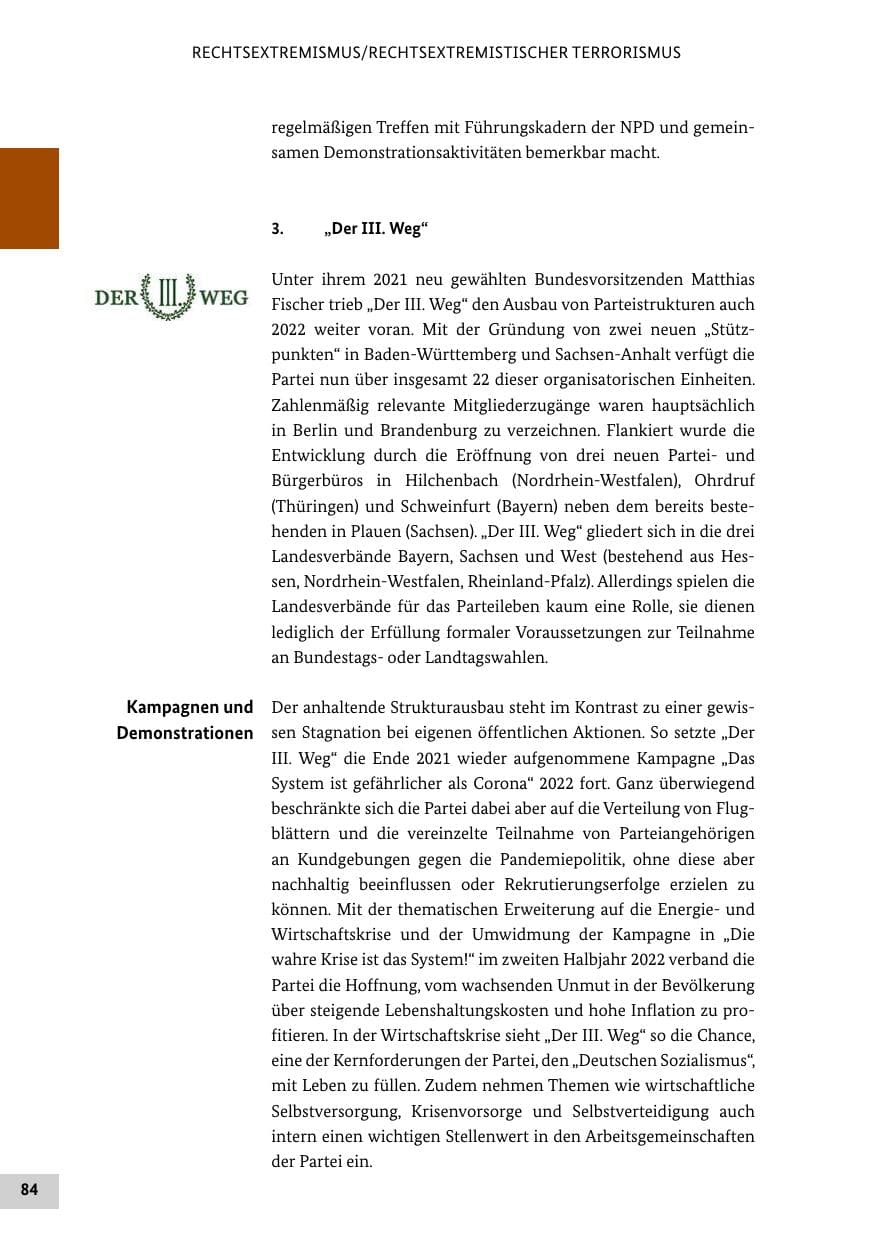 Seite 84 des Verfassungsschutzbericht 2022 Bund