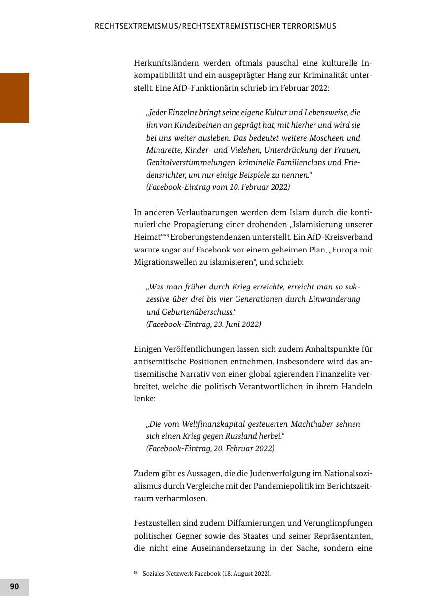 Seite 90 des Verfassungsschutzbericht 2022 Bund