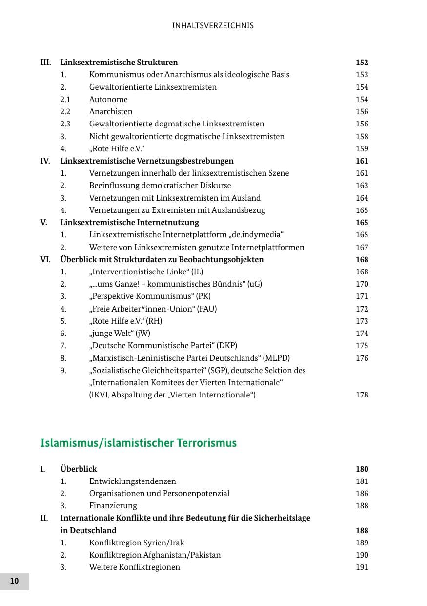 Seite 10 des Verfassungsschutzbericht 2022 Bund