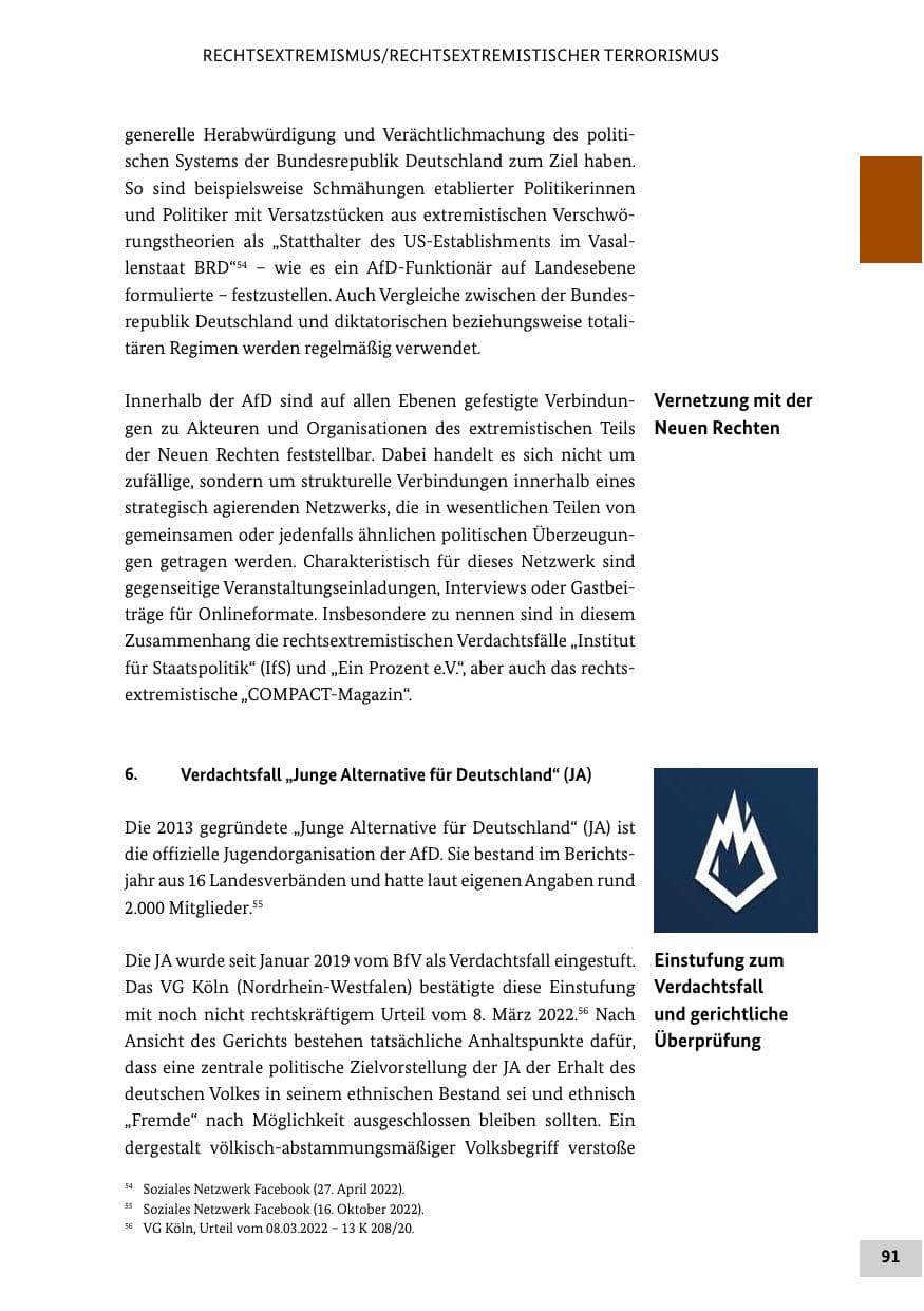 Seite 91 des Verfassungsschutzbericht 2022 Bund