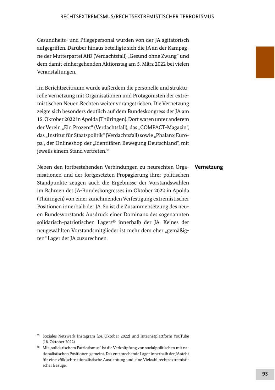 Seite 93 des Verfassungsschutzbericht 2022 Bund