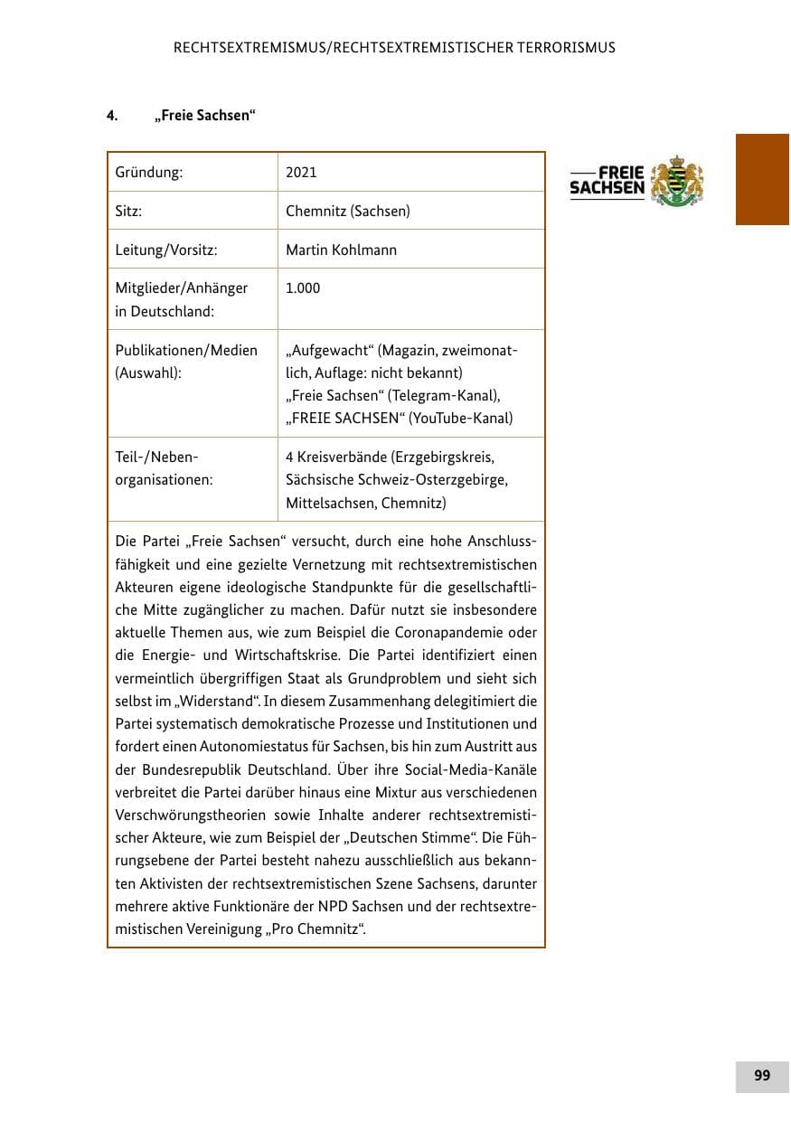 Seite 99 des Verfassungsschutzbericht 2022 Bund