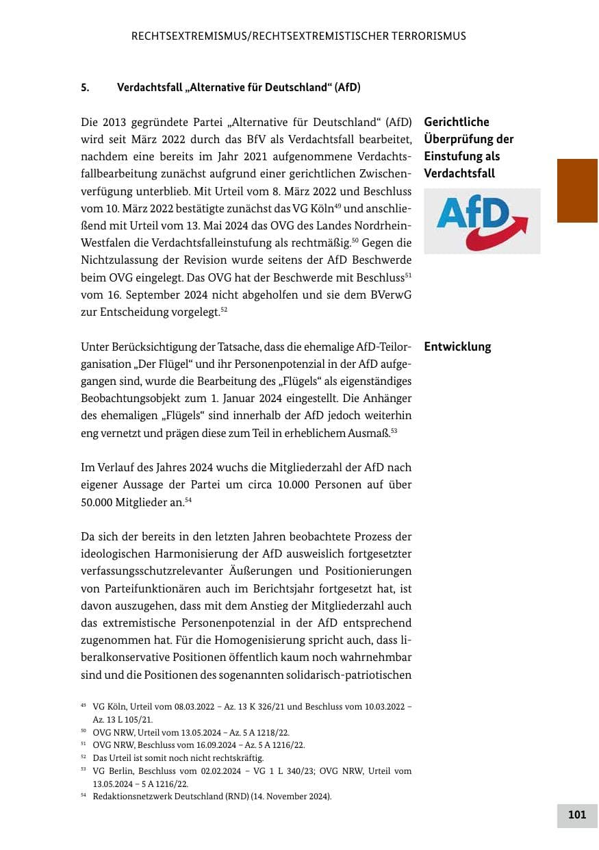 Seite 101 des Verfassungsschutzbericht 2024 Bund
