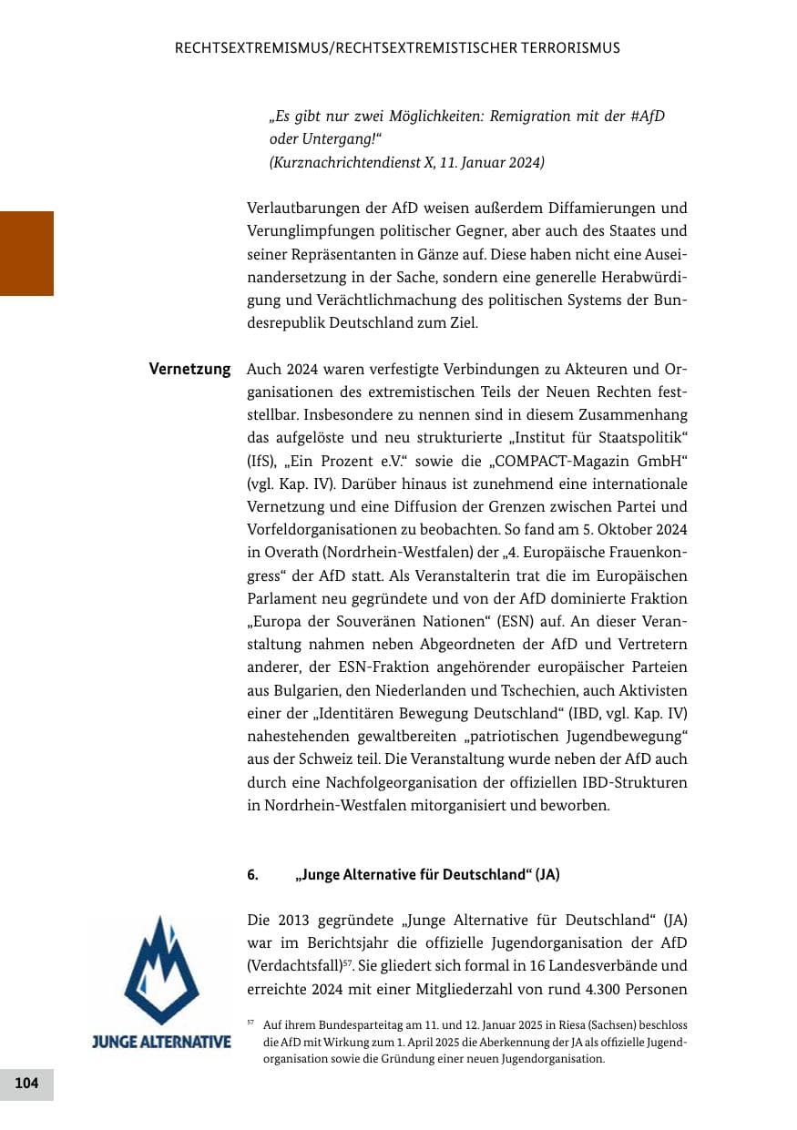 Seite 104 des Verfassungsschutzbericht 2024 Bund