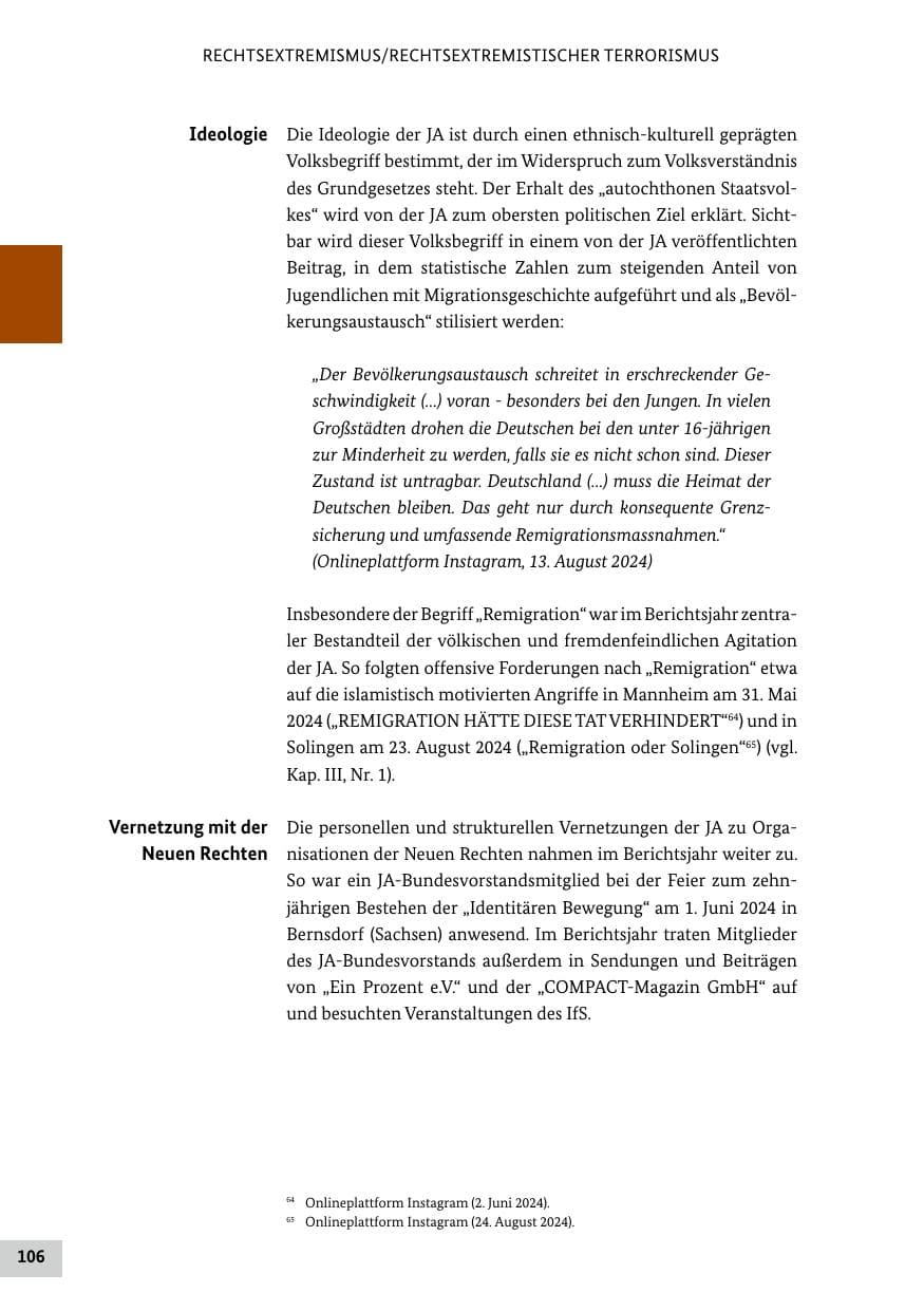 Seite 106 des Verfassungsschutzbericht 2024 Bund