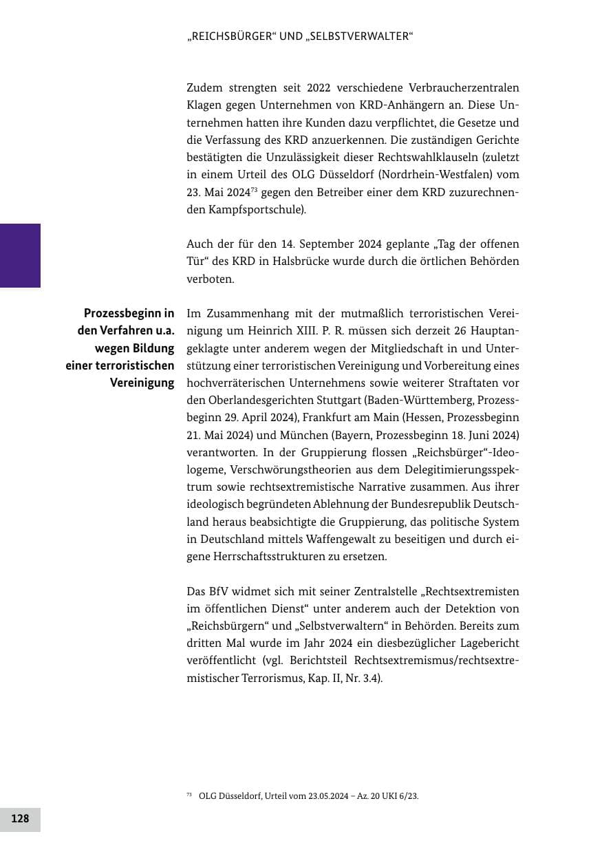 Seite 128 des Verfassungsschutzbericht 2024 Bund