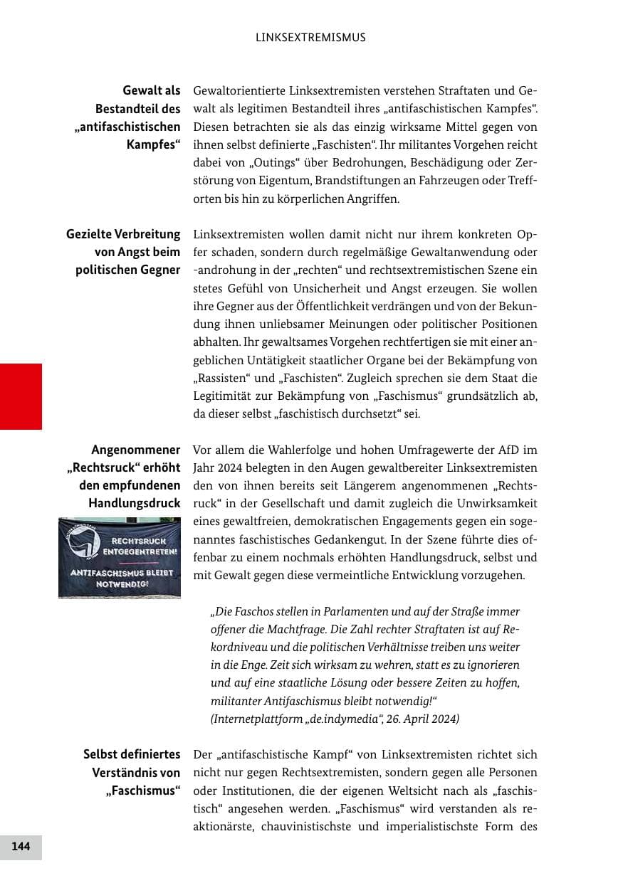 Seite 144 des Verfassungsschutzbericht 2024 Bund