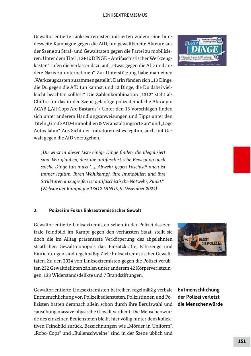 Seite 151 des Verfassungsschutzbericht 2024 Bund