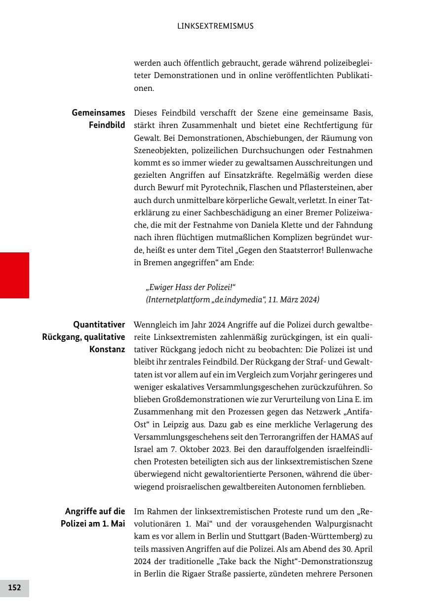 Seite 152 des Verfassungsschutzbericht 2024 Bund