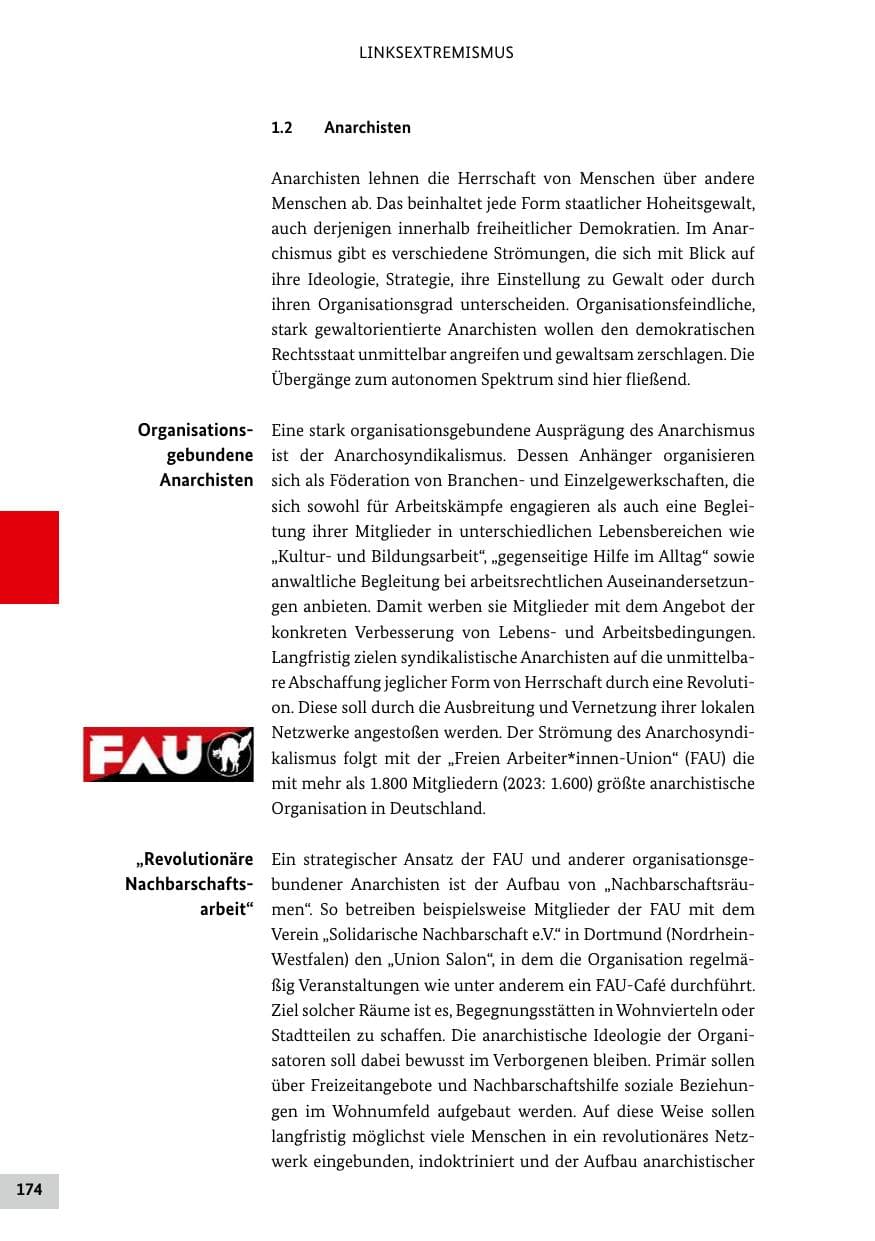 Seite 174 des Verfassungsschutzbericht 2024 Bund
