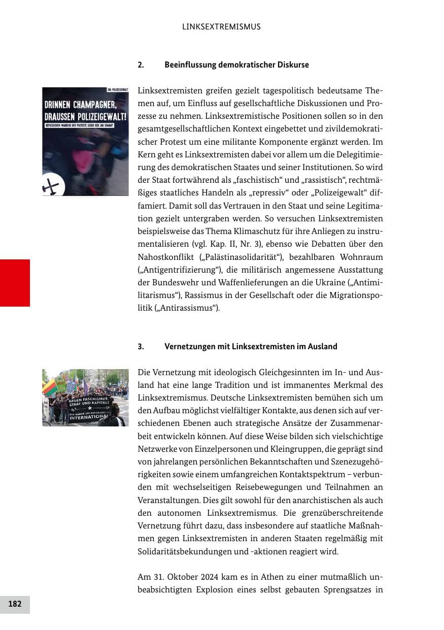 Seite 182 des Verfassungsschutzbericht 2024 Bund