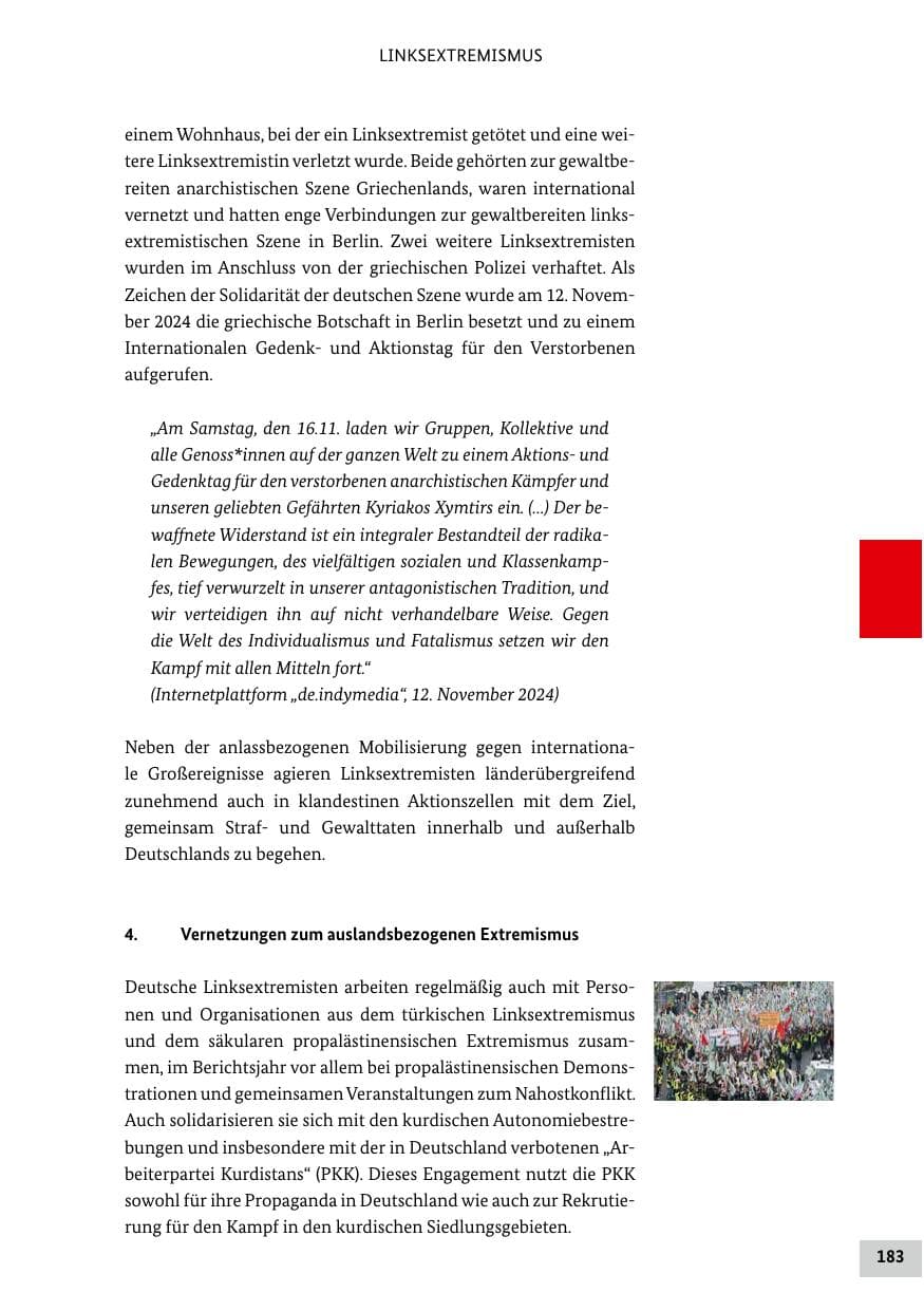 Seite 183 des Verfassungsschutzbericht 2024 Bund