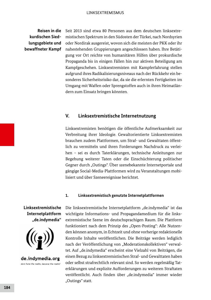 Seite 184 des Verfassungsschutzbericht 2024 Bund