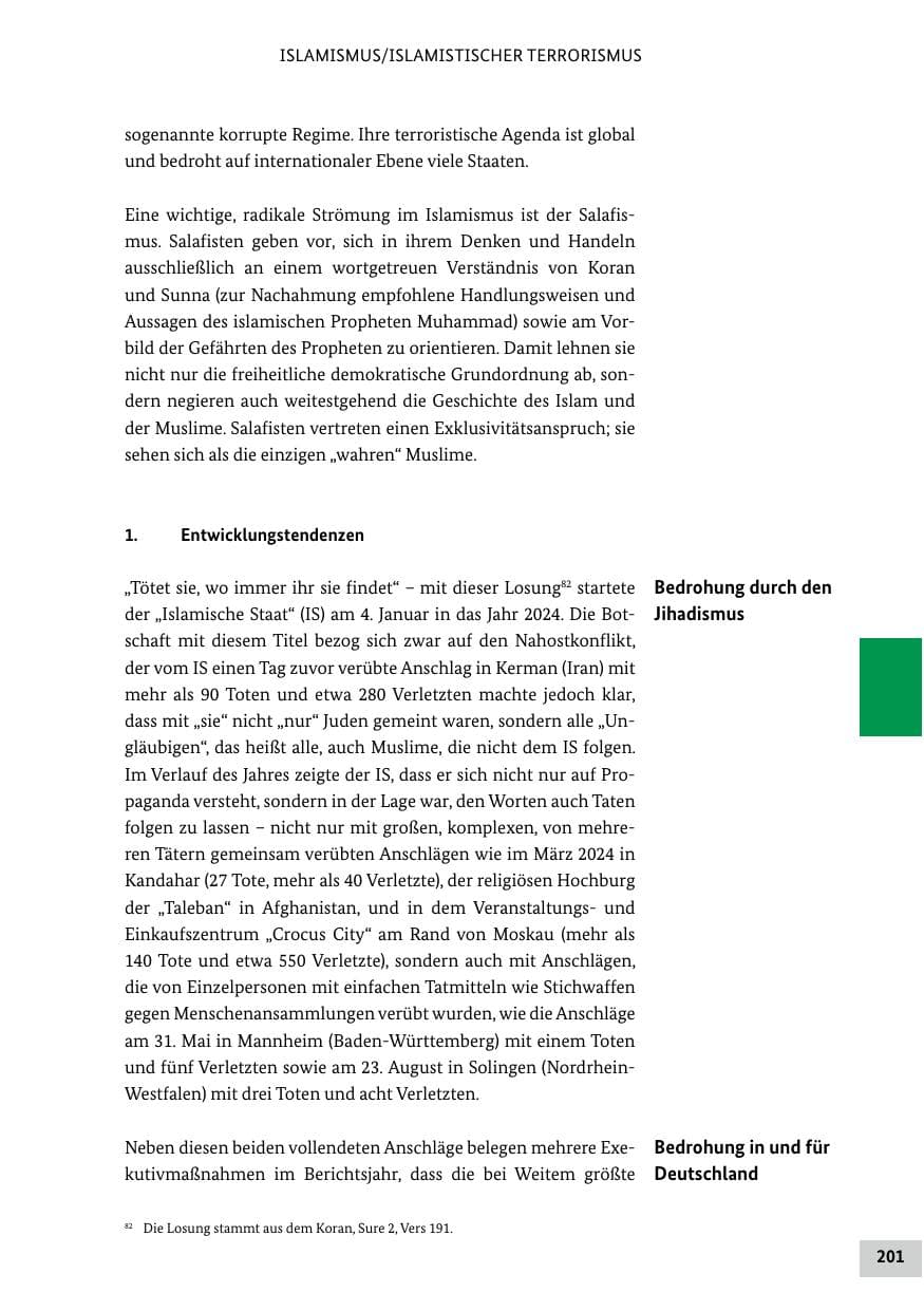 Seite 201 des Verfassungsschutzbericht 2024 Bund