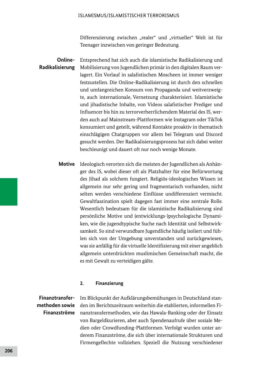 Seite 206 des Verfassungsschutzbericht 2024 Bund
