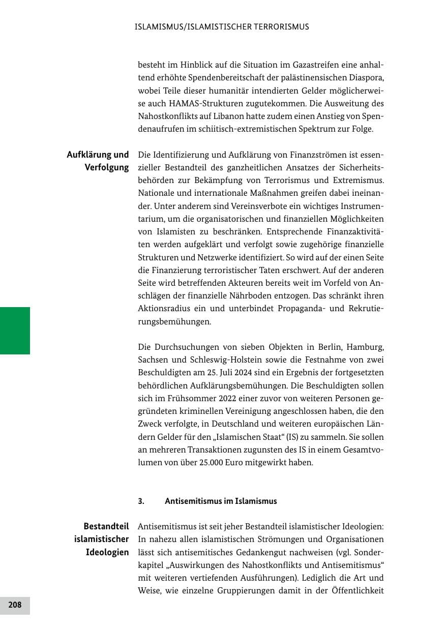 Seite 208 des Verfassungsschutzbericht 2024 Bund