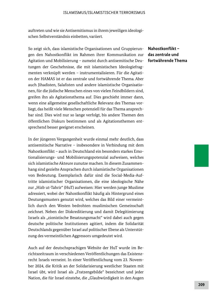 Seite 209 des Verfassungsschutzbericht 2024 Bund