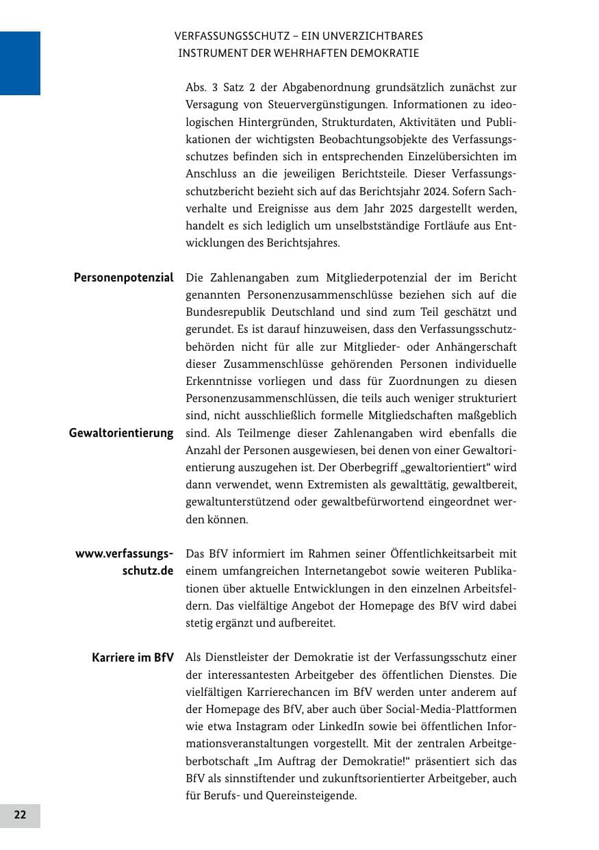 Seite 22 des Verfassungsschutzbericht 2024 Bund