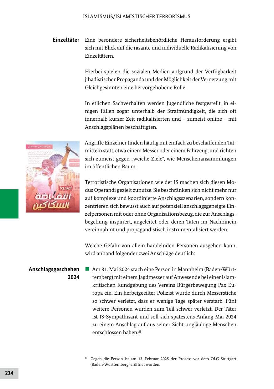 Seite 214 des Verfassungsschutzbericht 2024 Bund