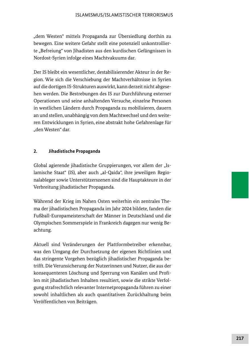 Seite 217 des Verfassungsschutzbericht 2024 Bund