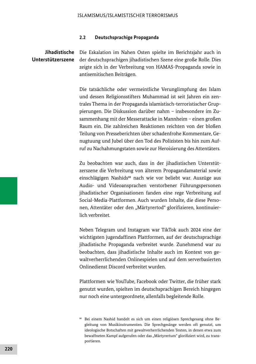 Seite 220 des Verfassungsschutzbericht 2024 Bund