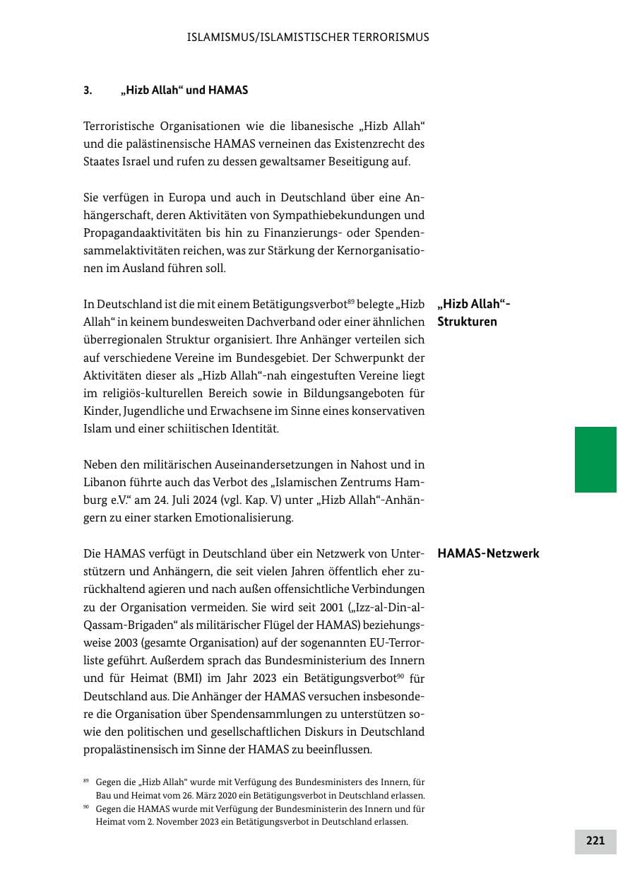 Seite 221 des Verfassungsschutzbericht 2024 Bund