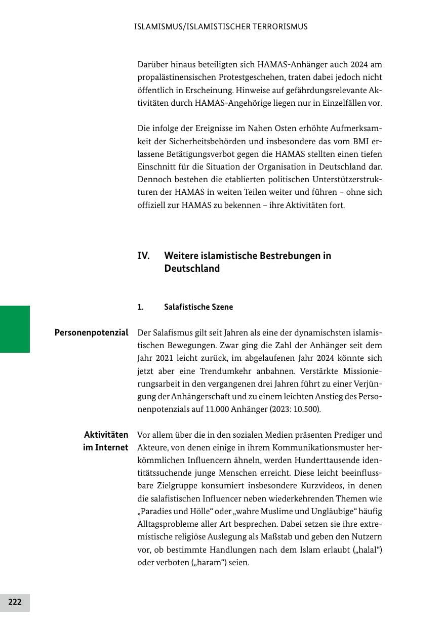 Seite 222 des Verfassungsschutzbericht 2024 Bund