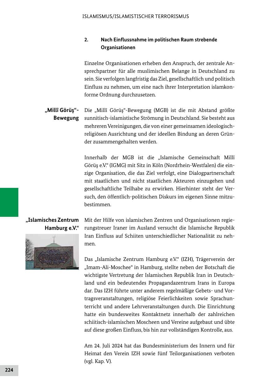 Seite 224 des Verfassungsschutzbericht 2024 Bund