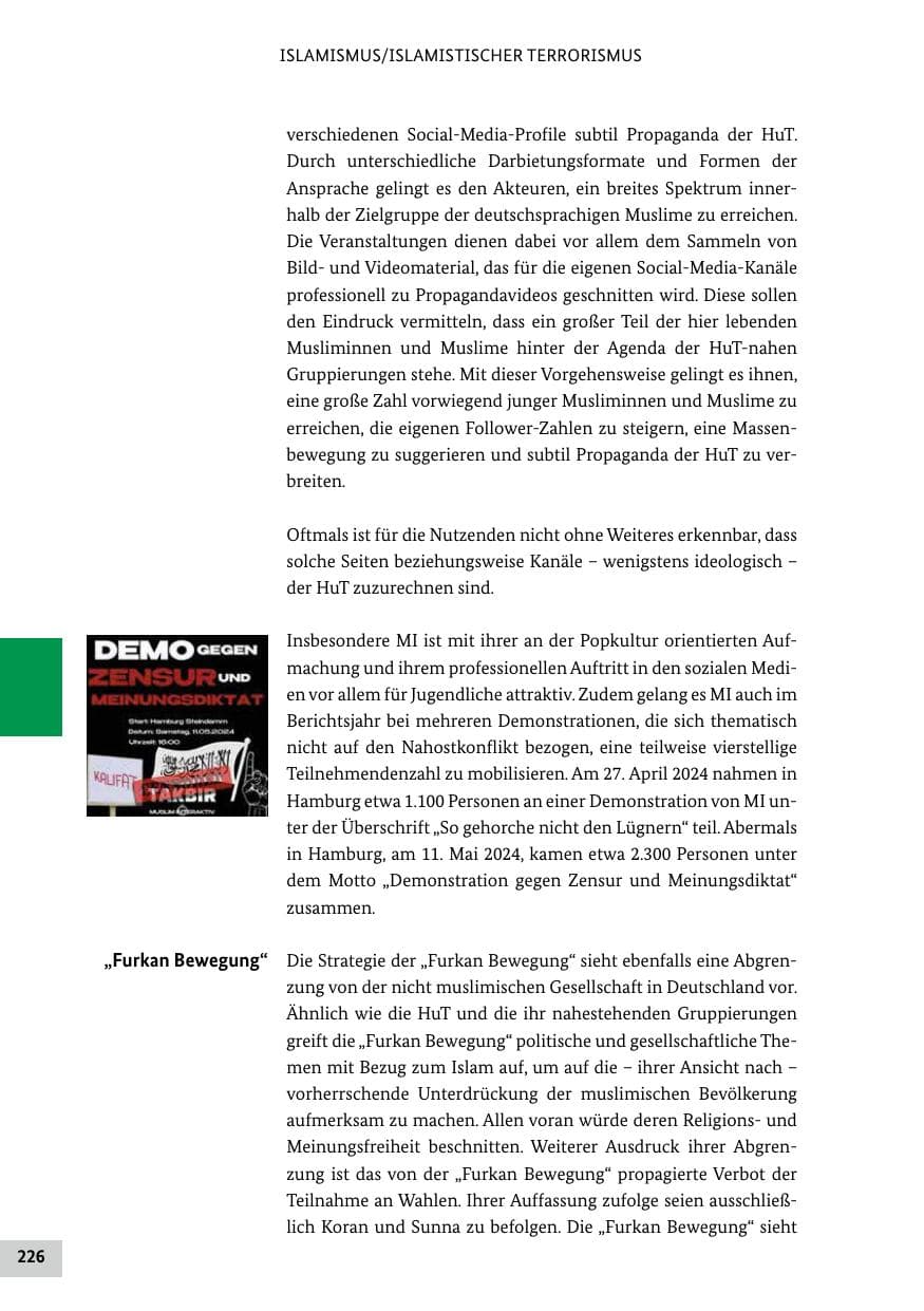 Seite 226 des Verfassungsschutzbericht 2024 Bund