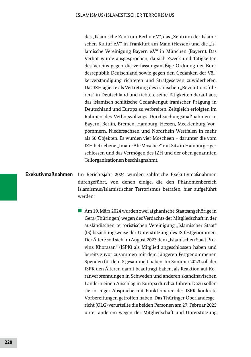 Seite 228 des Verfassungsschutzbericht 2024 Bund