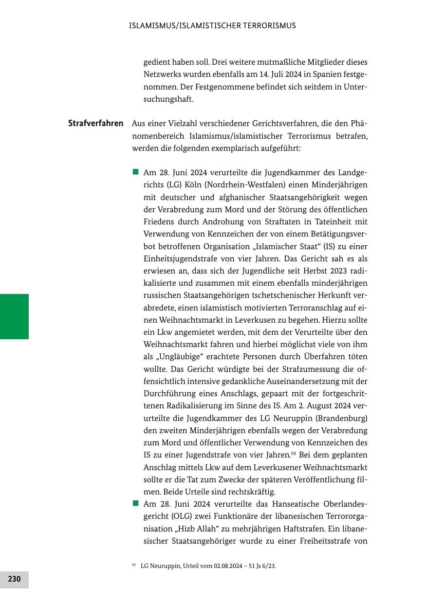 Seite 230 des Verfassungsschutzbericht 2024 Bund