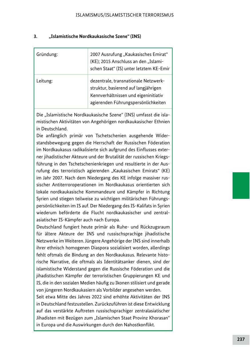 Seite 237 des Verfassungsschutzbericht 2024 Bund