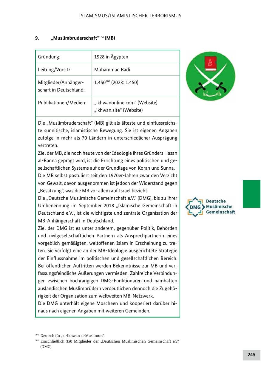 Seite 245 des Verfassungsschutzbericht 2024 Bund