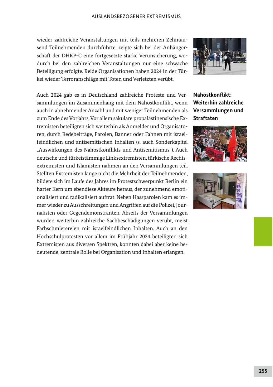 Seite 255 des Verfassungsschutzbericht 2024 Bund