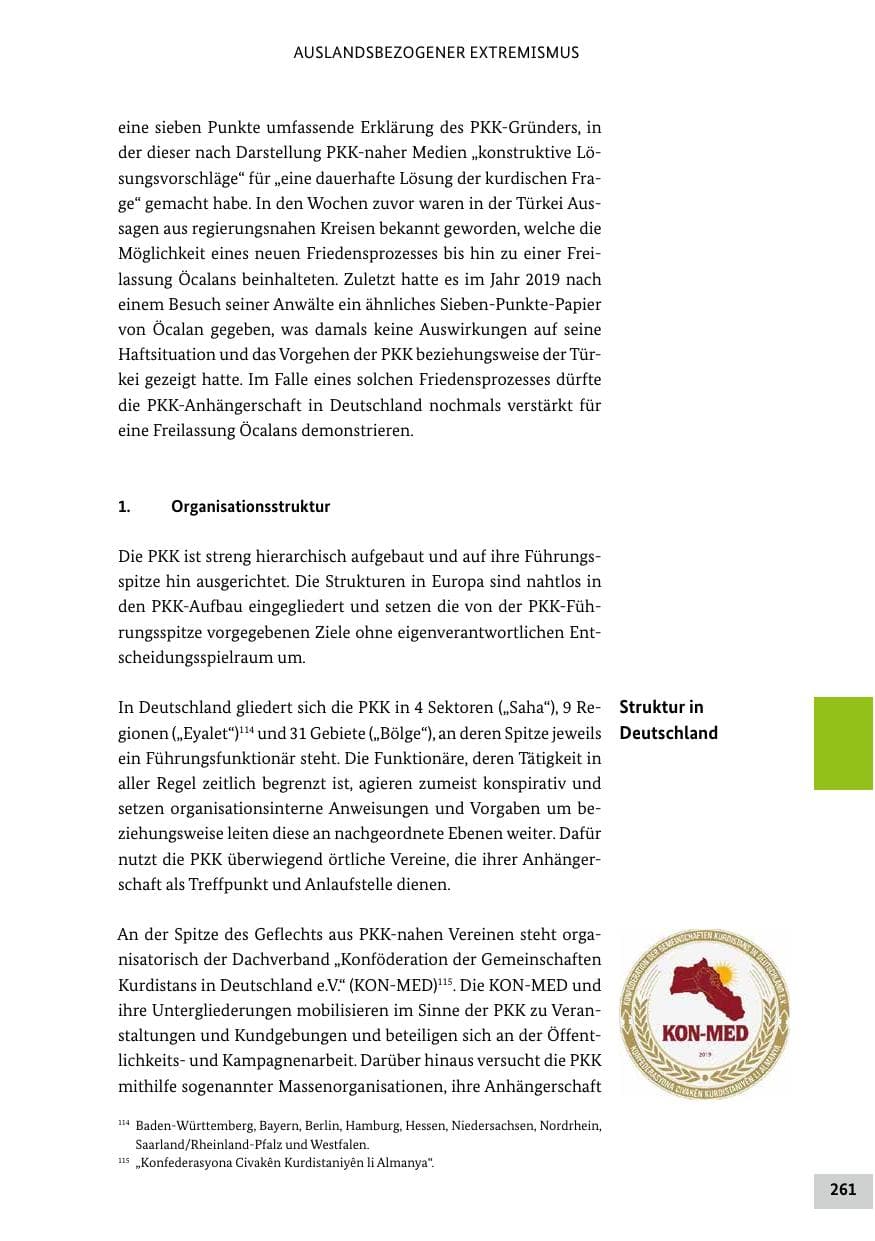 Seite 261 des Verfassungsschutzbericht 2024 Bund