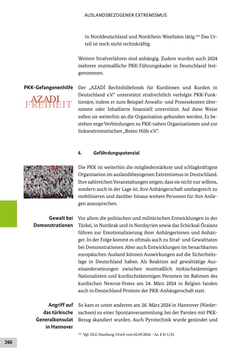 Seite 266 des Verfassungsschutzbericht 2024 Bund