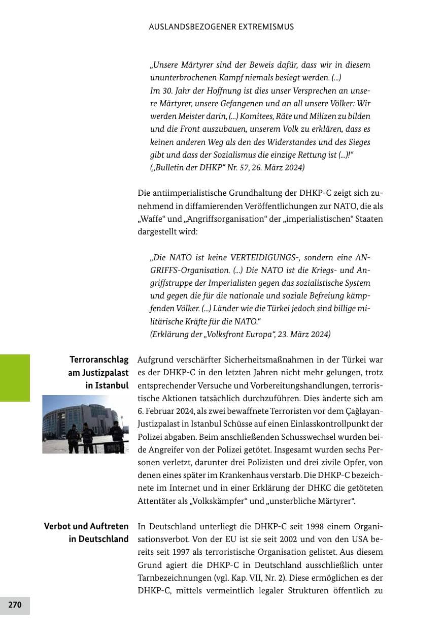 Seite 270 des Verfassungsschutzbericht 2024 Bund