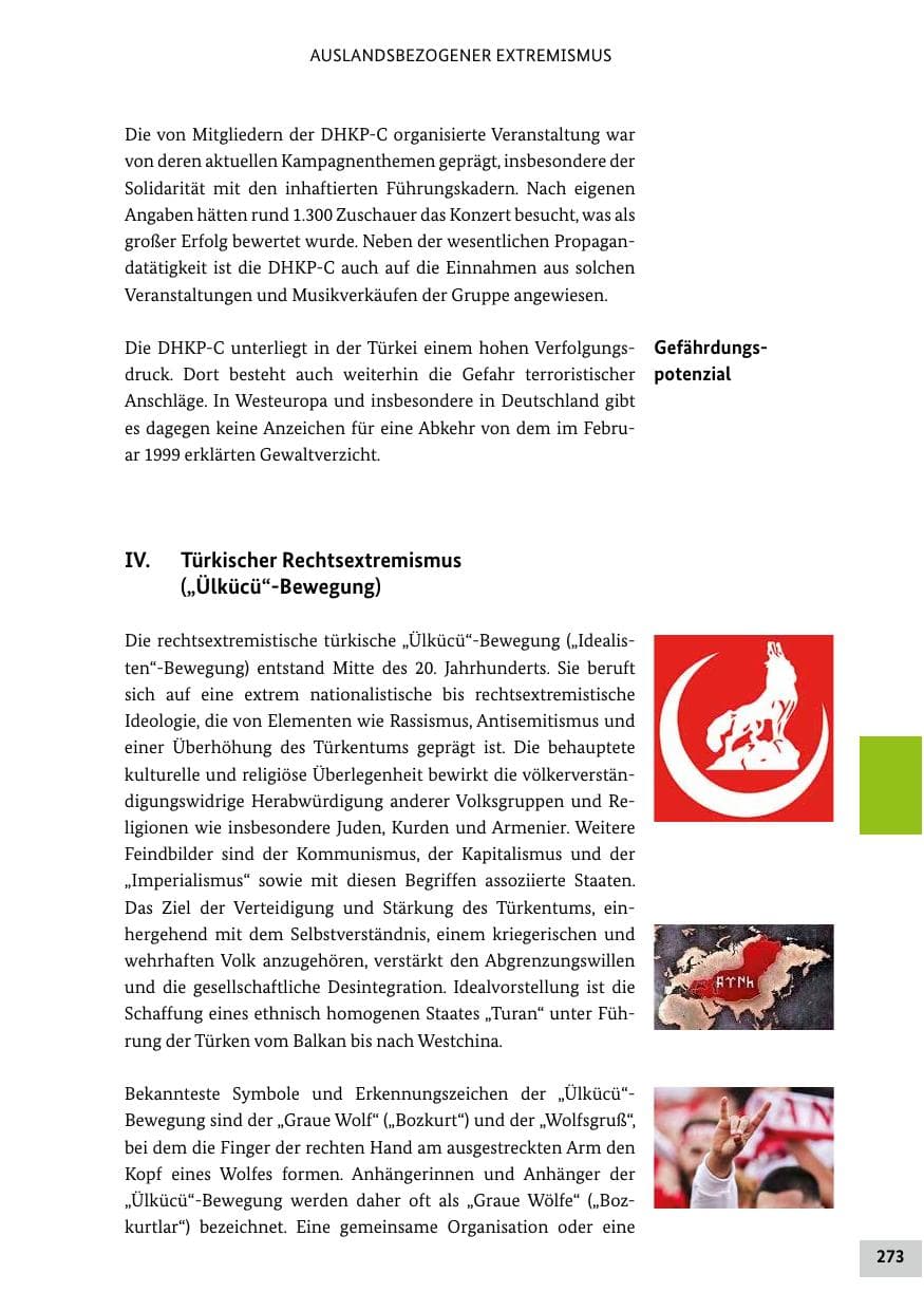 Seite 273 des Verfassungsschutzbericht 2024 Bund
