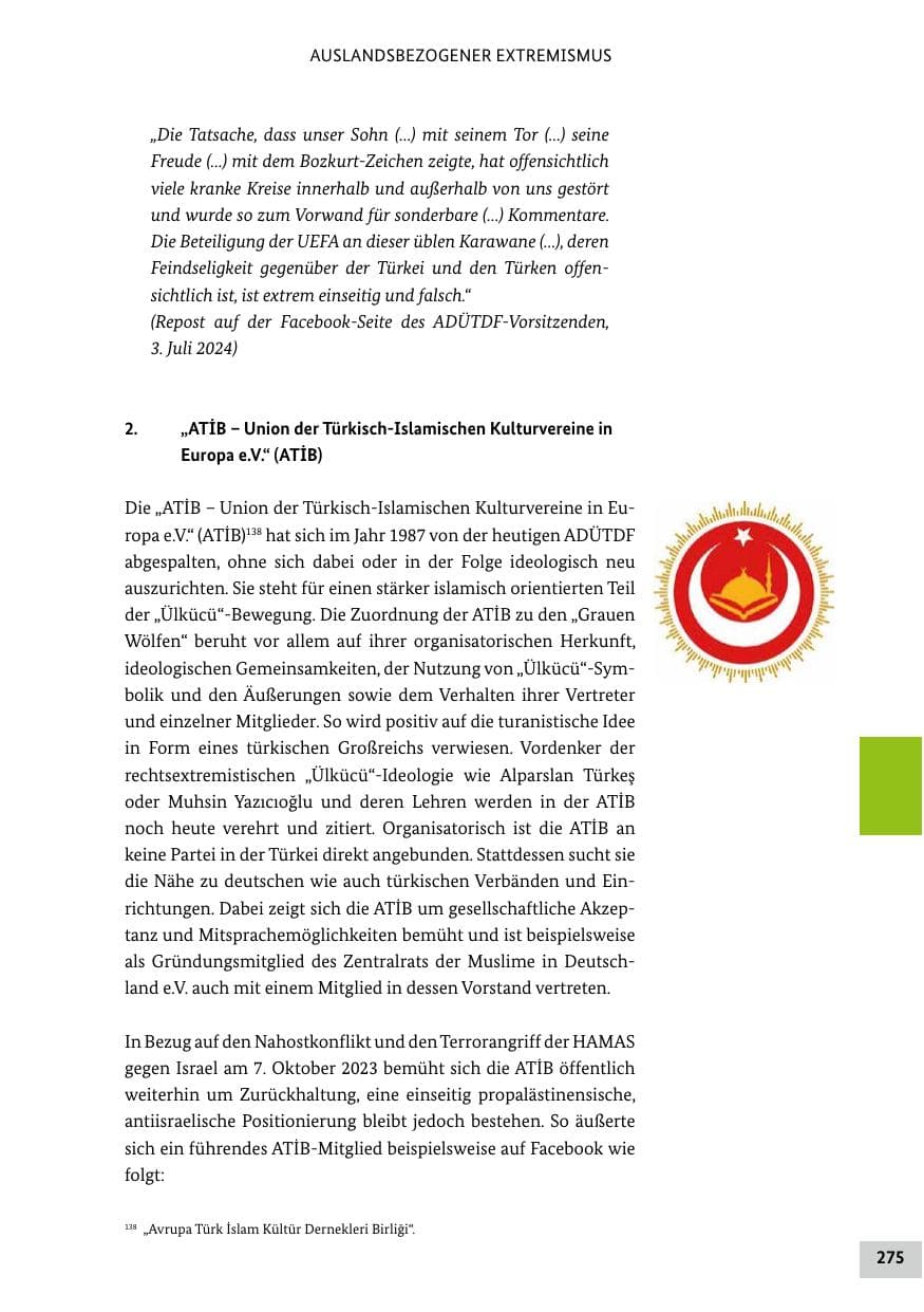 Seite 275 des Verfassungsschutzbericht 2024 Bund
