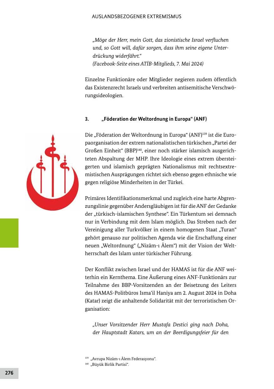 Seite 276 des Verfassungsschutzbericht 2024 Bund