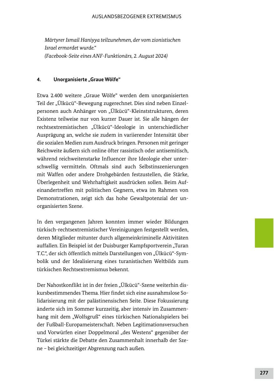 Seite 277 des Verfassungsschutzbericht 2024 Bund