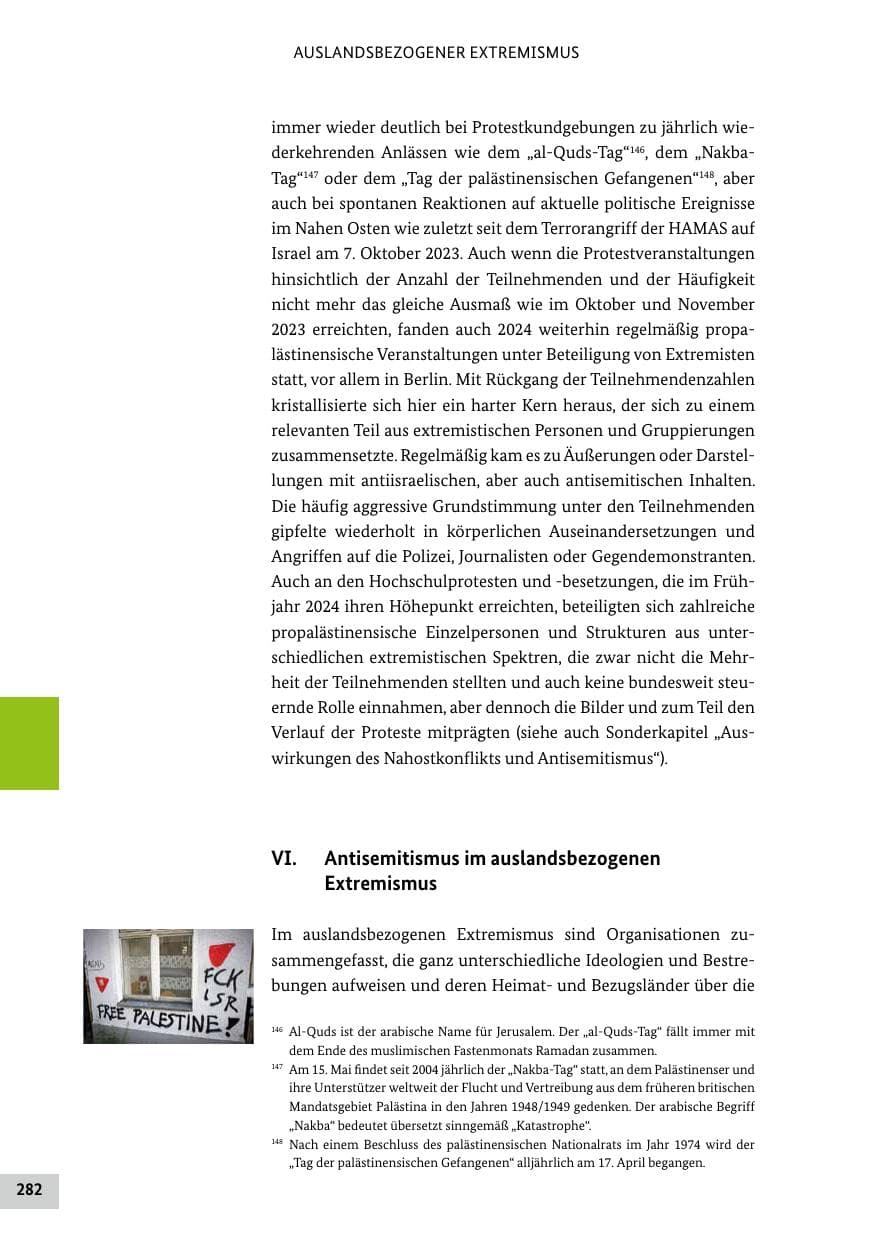 Seite 282 des Verfassungsschutzbericht 2024 Bund