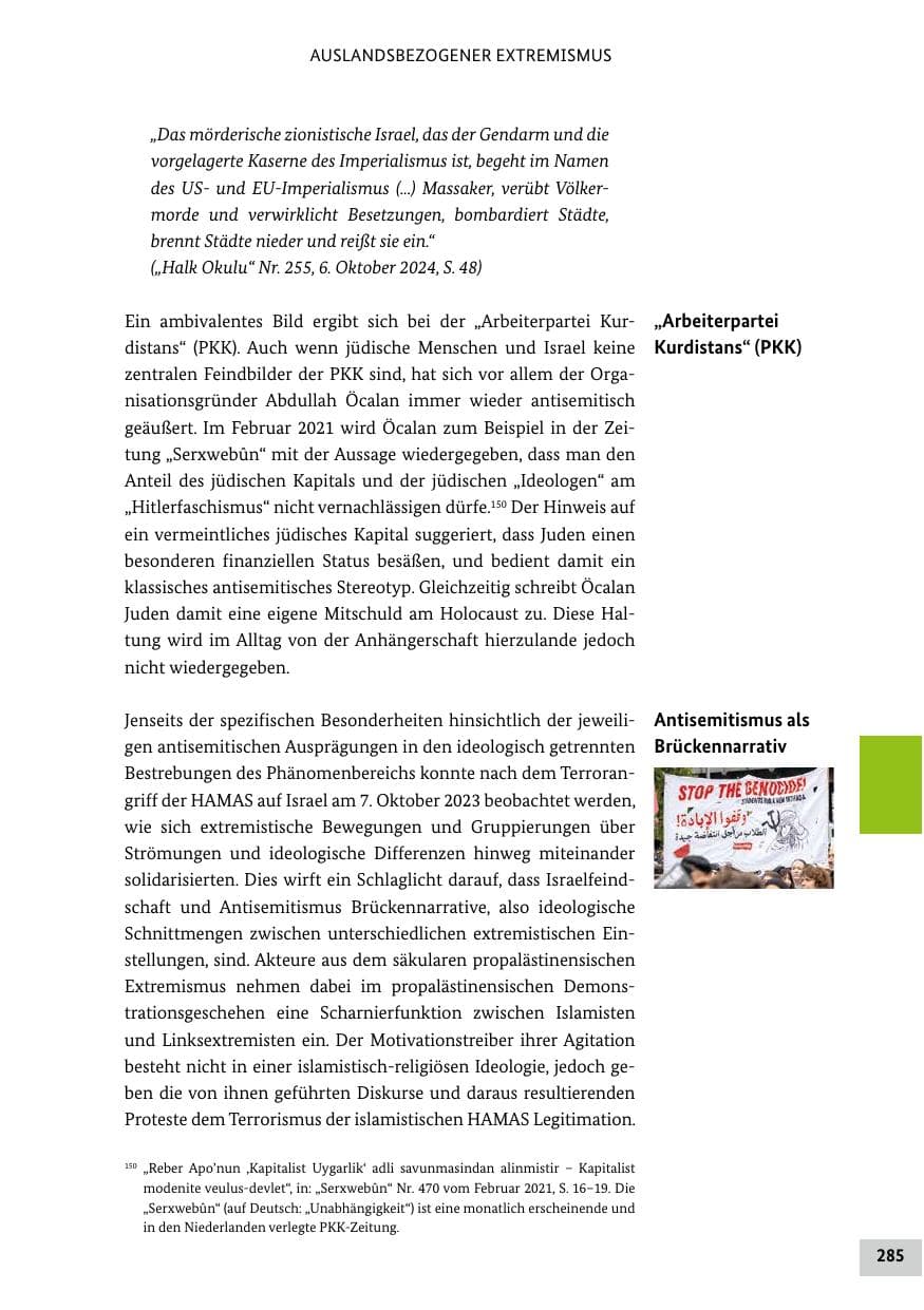 Seite 285 des Verfassungsschutzbericht 2024 Bund