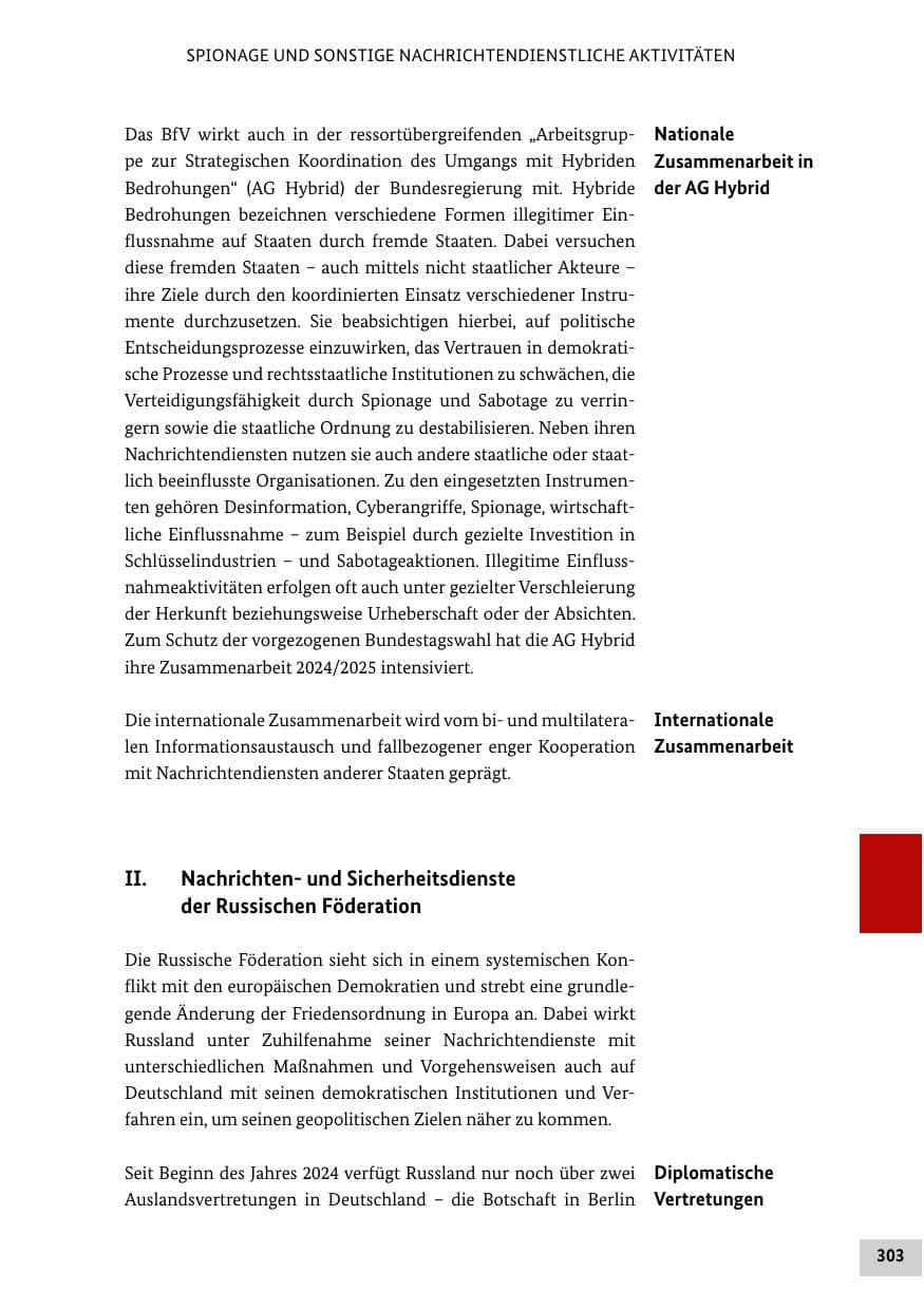 Seite 303 des Verfassungsschutzbericht 2024 Bund