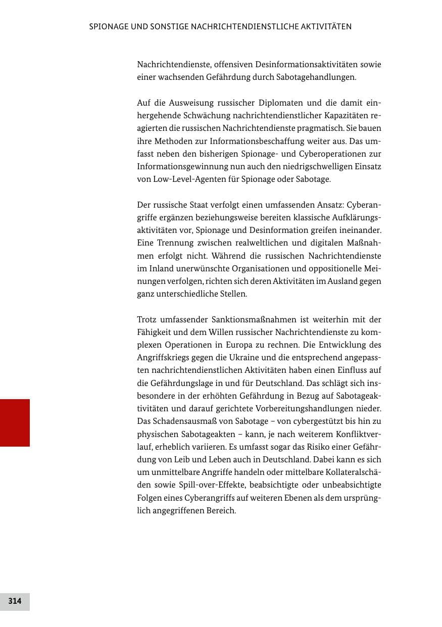 Seite 314 des Verfassungsschutzbericht 2024 Bund