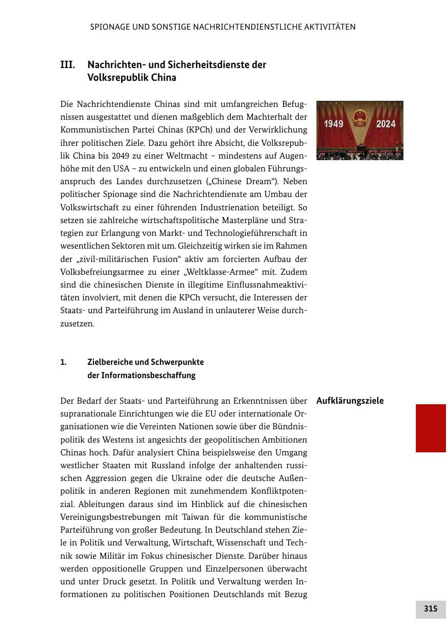 Seite 315 des Verfassungsschutzbericht 2024 Bund