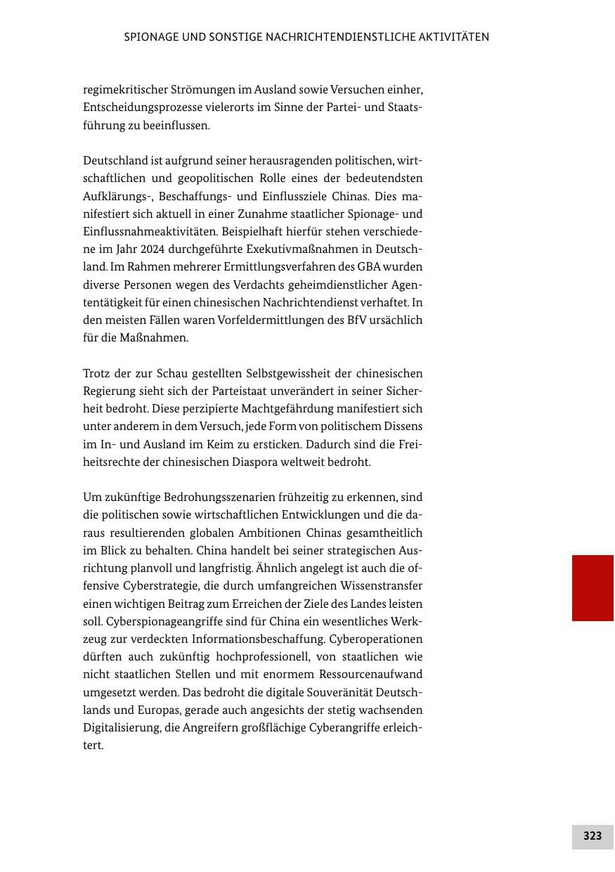 Seite 323 des Verfassungsschutzbericht 2024 Bund